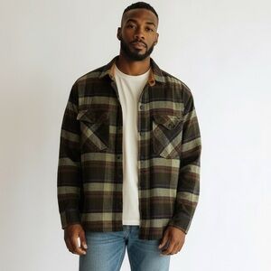 Scotch & Soda Green and Brown Lightweight Shirt Jacket